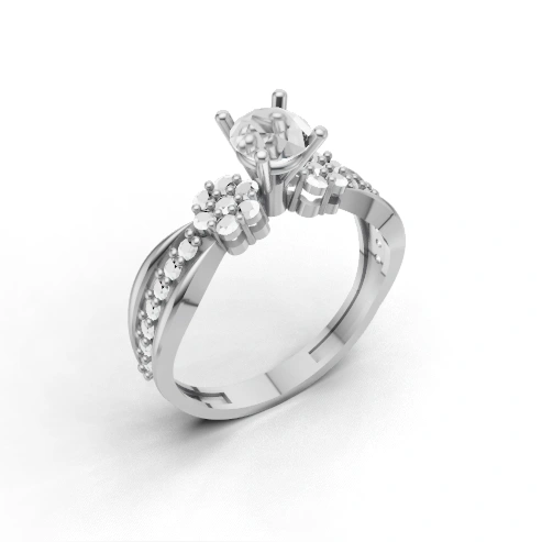 Blossom Crest Side Stone Ring