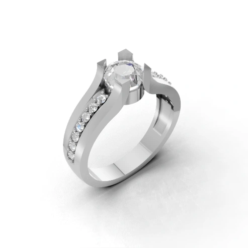 Celestia Channel Crown Side Stone Ring